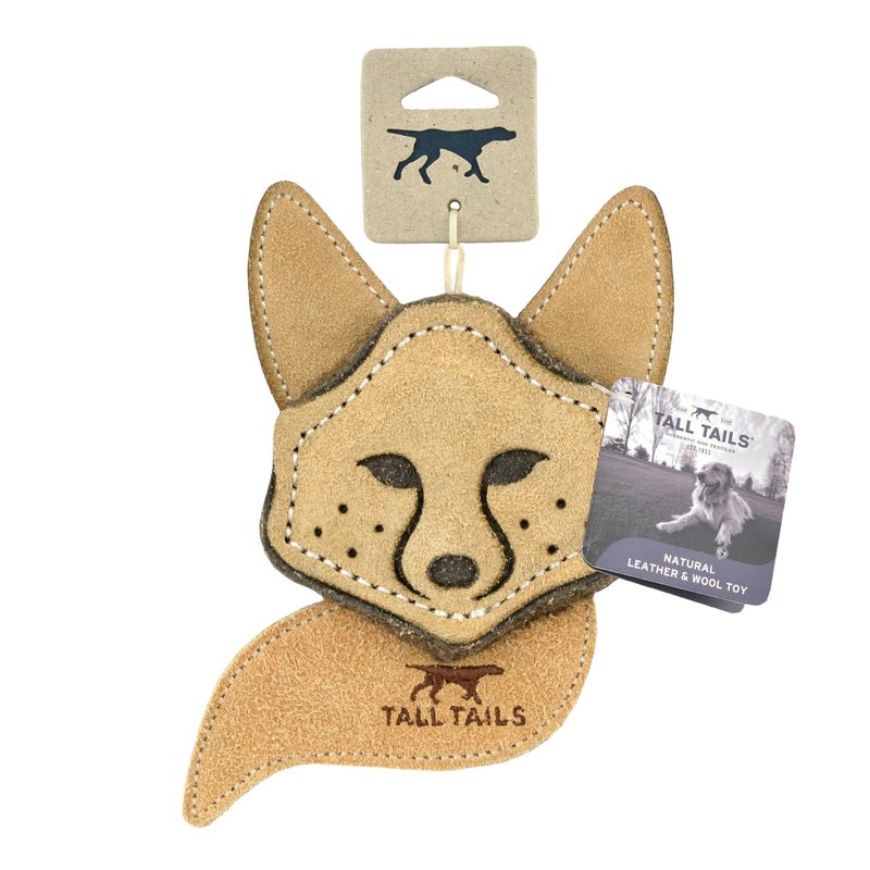 Tall Tails Dog Natural Leather Scrappy Fetch Toy for Dogs, Fox - Image 4